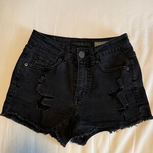 Aeropostale High Waist Black Ripped Shorts